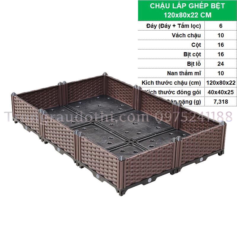 Chậu thông minh lắp ghép 120x80x22cm (Mã: CG321) - Ảnh 1